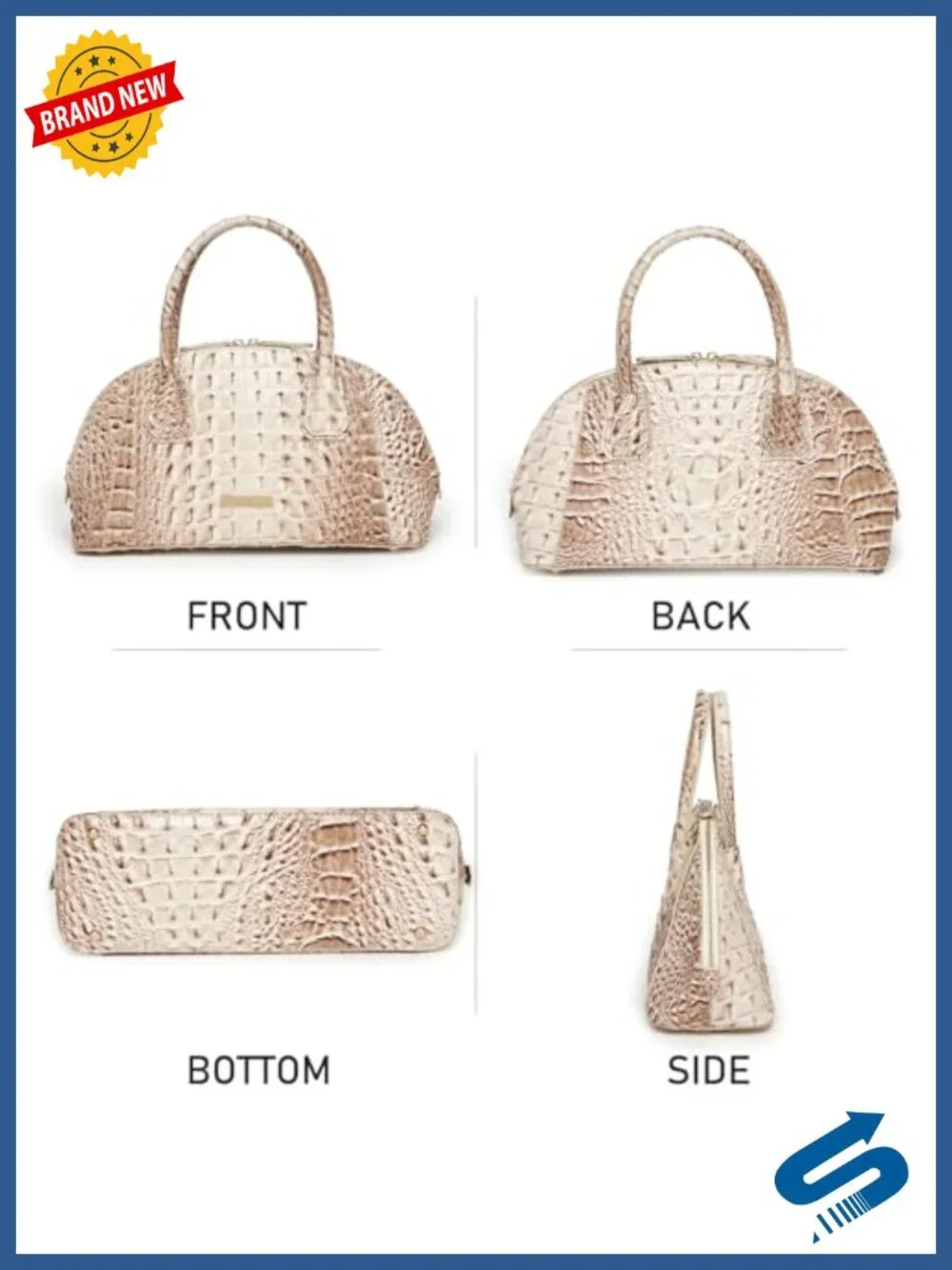 Vegan Leather Crocodile Top-Handle Purse Tote Crossbody Bag for Women Large